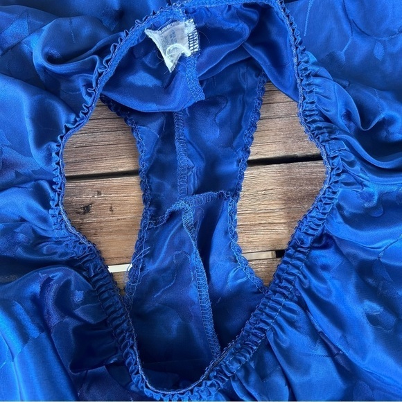 VTG Deena Satin Jacquard Camisole and Shorts Lingerie Set XS/S Jeweled Blue USA - Picture 12 of 15